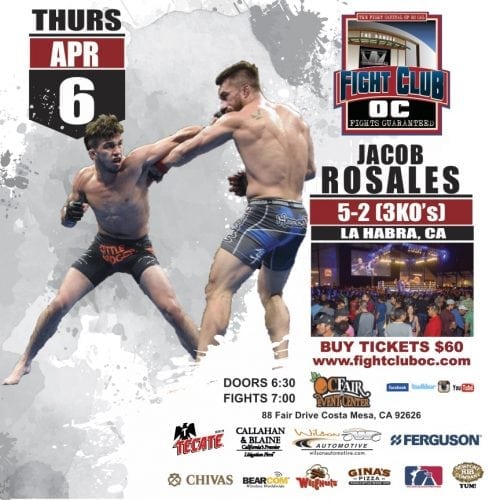 Three MMA Bouts Top Fight Club OC Show April 6th